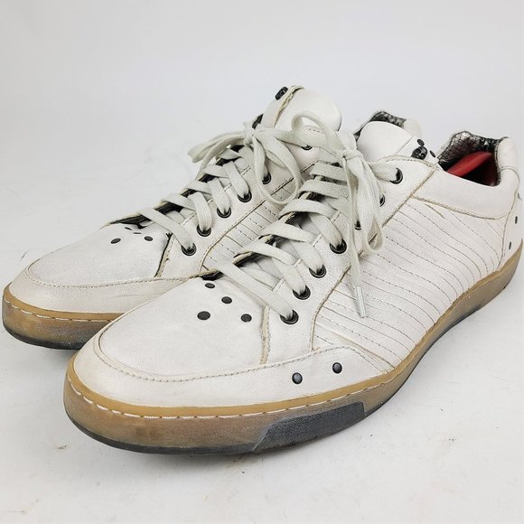Lounge by Mark Nason Shoes | Lounge by Mark Nason Confronted Off White Leather Skull Studded Sneakers Sz 13 | Color: White | Size: 13 | Youshallknow's